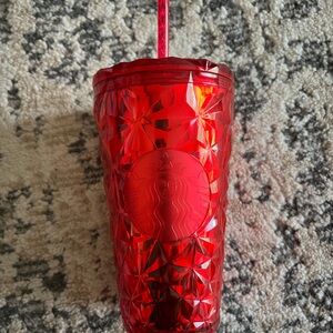 Starbucks Red Tumbler with Lid/Straw